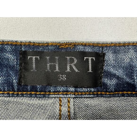 THRT Men's 2-Tone Cargo Pocket Distressed Skinny Denim Jeans - Size 38 (38x32) - Picture 4 of 5